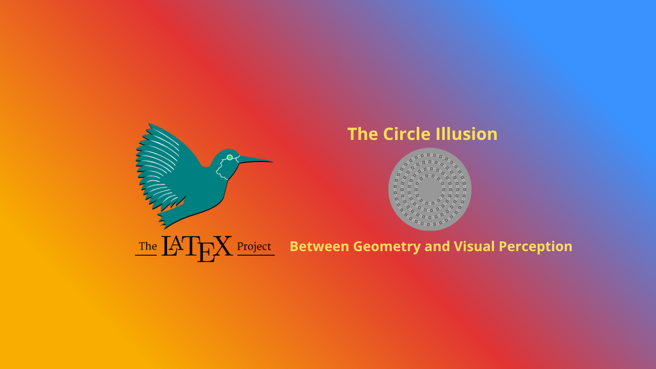 This article explores the geometric circle illusion created with LaTeX TikZ, where concentric circles and rotated squares interact to produce visual distortion despite perfect mathematical symmetry.