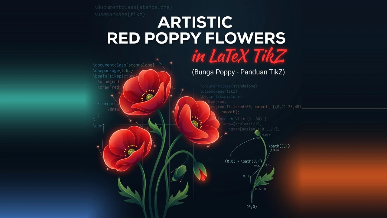 Featured image for Menggambar Bunga Poppy Artistik Menggunakan Paket TikZ di LaTeX