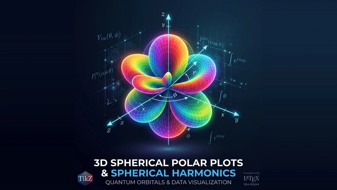 Featured image for Visualisasi Plot Koordinat Sferis 3D dan Harmonis Bola dengan Paket tikz-3dplot